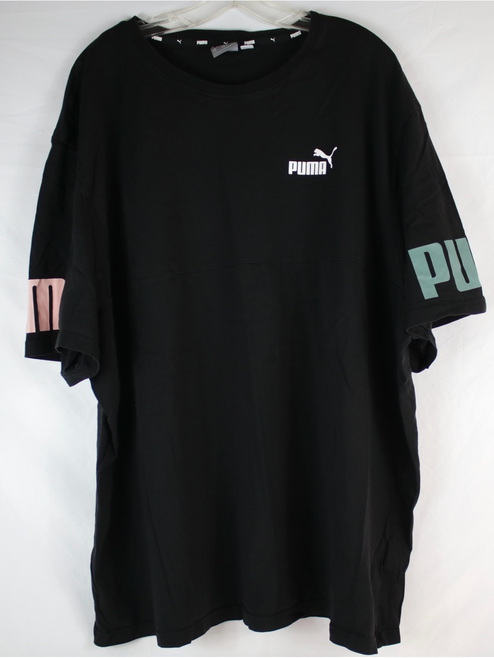 Puma Black with Green & Pink Sleeves Short Sleeve T-Shirt Men’s Size 4XL